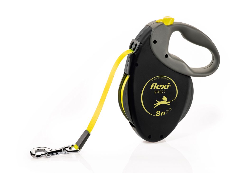 Lesa pentru caini Neon Gigant banda, Flexi, Retractabil, Pana la 50 kg, L, 8 metri, Negru Neon