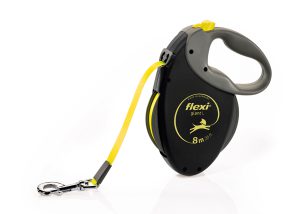 Lesa pentru caini Neon Gigant banda, Flexi, Retractabil, Pana la 50 kg, L, 8 metri, Negru Neon