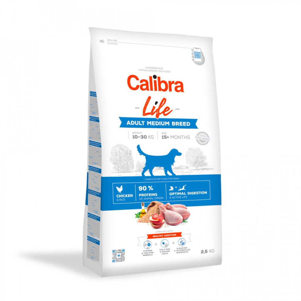 Hrana uscata caini, Calibra Dog Life Adult Medium Breed Chicken 2.5 kg
