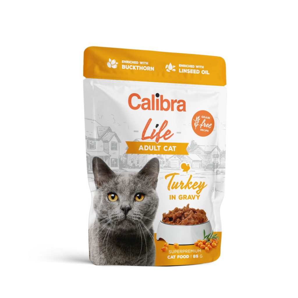 Hrana umeda pisici, Calibra Cat Life Pouch Adult Turkey in Gravy 85 g