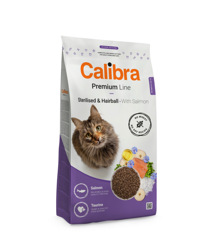 Hrana uscata pisici, Calibra Cat Premium Line Sterilised & Hairball with Salmon 10 kg