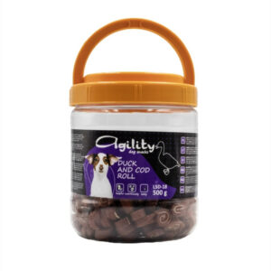 Recompense delicioase pentru caini Agility LSD-18, rulouri cu rata si cod 500g