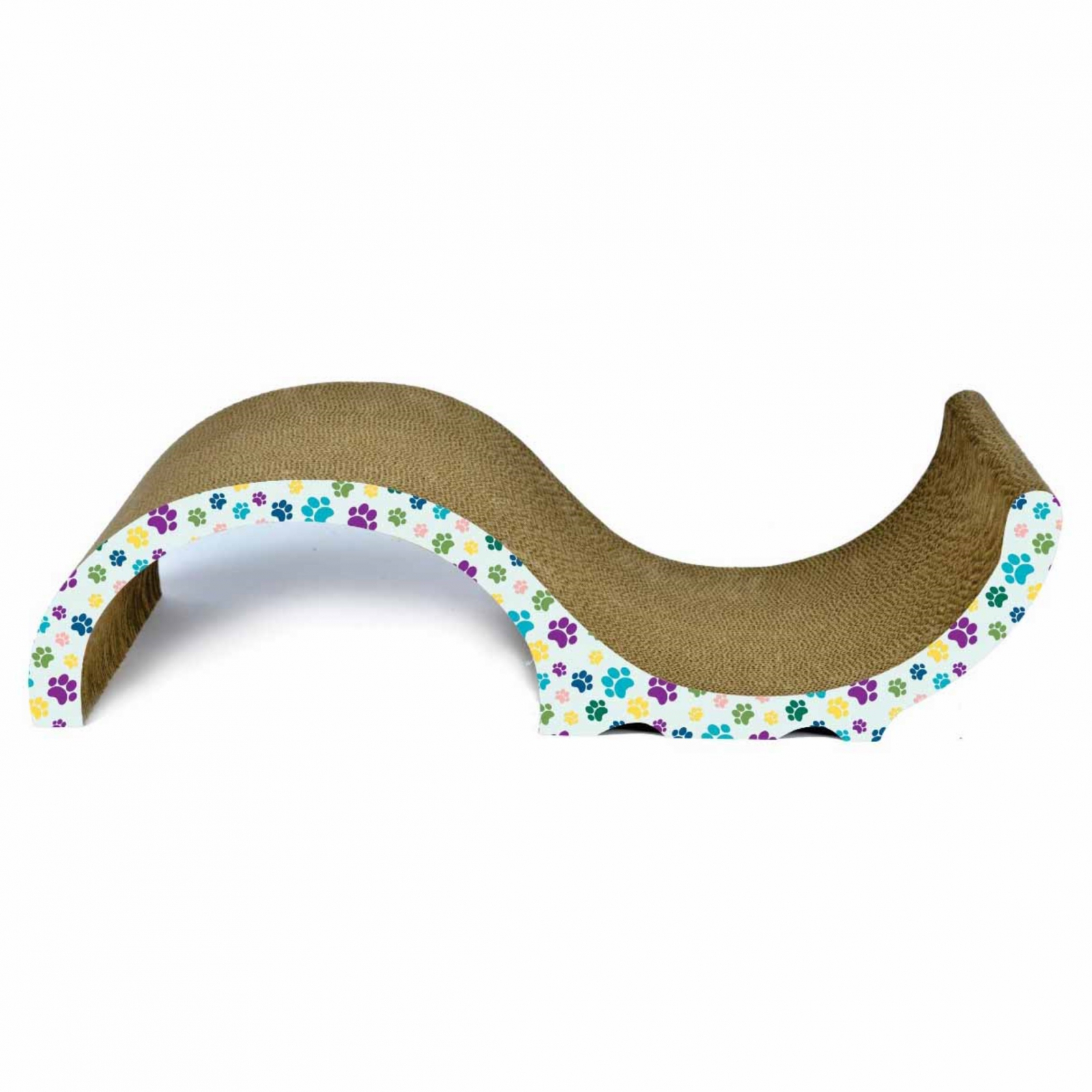 Carton de zgariat pentru pisici, model semitunel, 62.23×23.49×16 cm, Multicolor