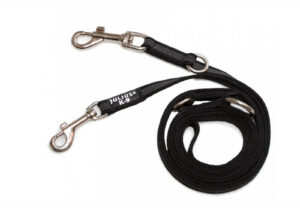 Lesa pentru caini Julius K9 Color & Gray, antiderapanta, cu maner, ajustabila - 2 carabine - 20mmx2.2m - Negru