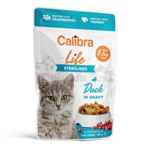 Hrana umeda pisici, Calibra Cat Life Pouch Sterilised Duck in Gravy 85 g