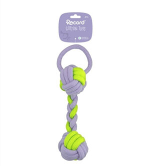 Jucarie franghie - 2 noduri bumbac 32 cm- Fluo