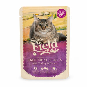 Hrana umeda pisici, Sam/'s field cat plic with turkey filets / carrot 85gr