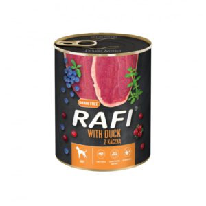 RAFI hrana umeda pentru caini, cu rata, afine si merisoare 800 g