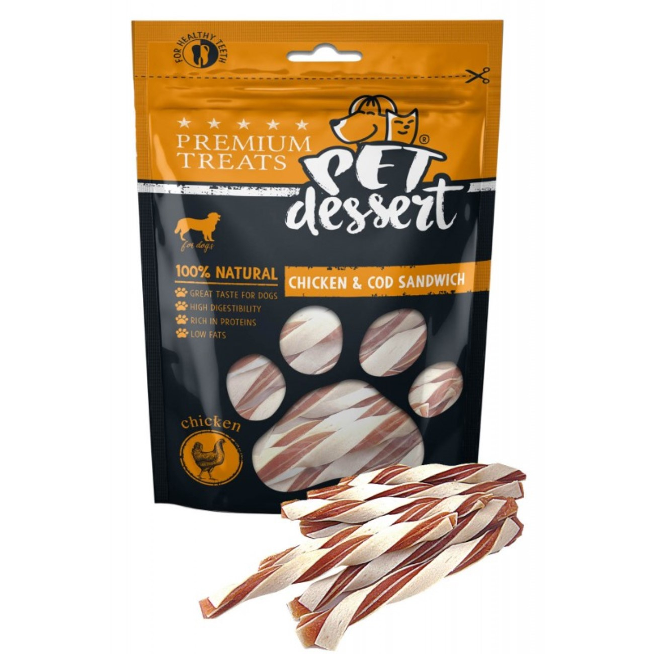 Pet's Dessert Chicken & Code Sandwich, 80 g