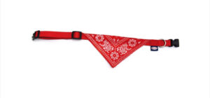 Zgarda nylon Record, cu bandana, reglabila - 35 - 50 cm - Rosu
