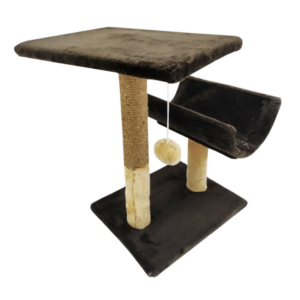 Ansamblu de joaca pentru pisici tip polita cu ciucure si semitunel ciocolata 50 x 38 x 30 cm
