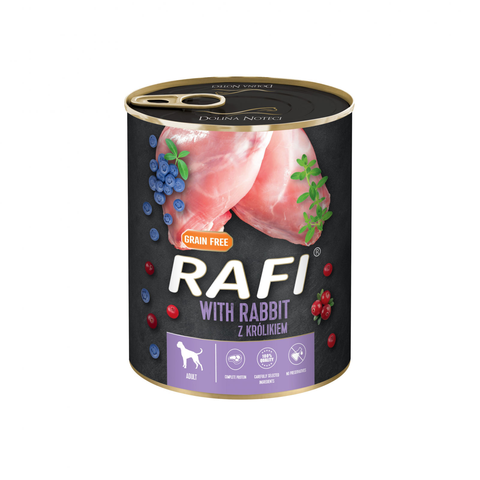 RAFI hrana umeda pentru caini, cu iepure, afine si merisoare 800 g