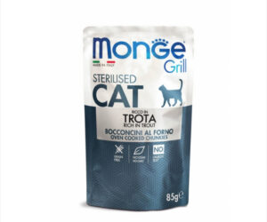 Monge Grill Chunkies Sterilised Cat - Hrana umeda pisici super-premium - Pastrav - 85g