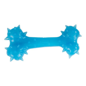 Jucarie in forma de os cu tepi din cauciuc termoplastic, multicolor, 8 cm