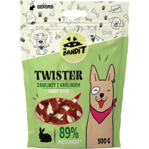 Recompense pentru caini Mr. Bandit TWISTER,iepure, 500g