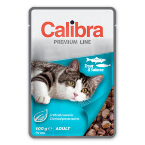Hrana umeda pisici, Calibra Cat Pouch Premium Line Adult Trout & Salmon 100 g