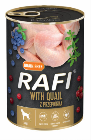 RAFI hrana umeda pentru caini, cu prepelita, afine si merisoare 800 g