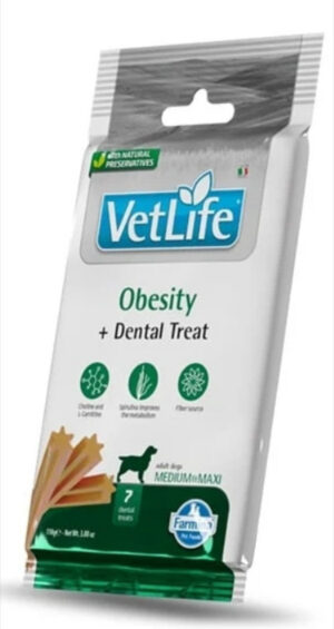 Vet Life Dental Treat Obesity Medium/Maxi 100 g baton dentar pentru caini supraponderabili de talie medie si mare