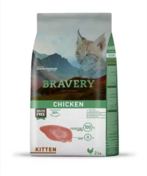 Hrana Uscata Pisici junior, Bravery Kitten, Pui, 2 kg