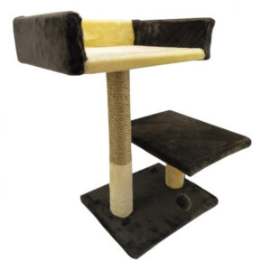 Ansamblu de joaca pentru pisici tip coloana cu canapea dubla si ciucure culoare bej cu ciocolata A-5, 50 x 38 x 30 cm