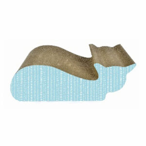 Carton de zgariat pentru pisici, model pisica, 57.15×23.49×20.32 cm, Albastru