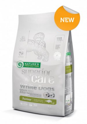 Natures Protection Superior Care White Dogs Junior Small&Mini Grain Free, Peste Alb, 10kg