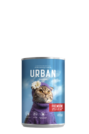 NashiDay Urban Cat Premium hrană umedă pentru pisici cu carne de vită și ficat, 415g