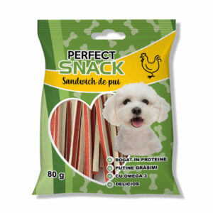 Perfect Snack, recompense delicioase pentru caini, Sandwich de pui– 80 g