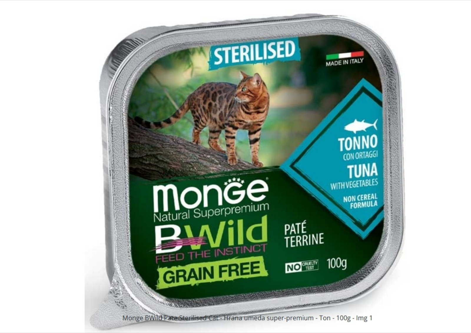 Monge BWild Pate Sterilised Cat - Hrana umeda pisici super-premium - Ton - 100g