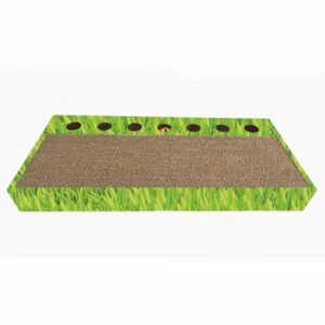 Carton de zgariat pentru pisici, model Scratch&Play, 48.26 × 22.22 × 5.08 cm, Verde