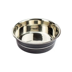 Bol pentru hrană animale, inox, diametru 2 l, 25 cm, Negru Agility