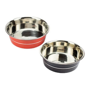Bol pentru hrană animale, inox, diametru, PC-1008C, 750 ml, 16 cm, Roșu/Negru Agility