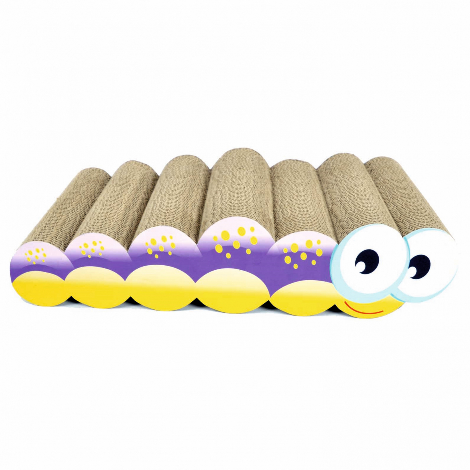 Carton de zgariat pentru pisici, model omida, 48.26×22.22×10.99 cm, Multicolor