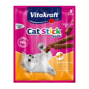 VITAKRAFT Baton Mini Recompensă pentru Pisici, cu Miel şi Curcan 3 bucăţi, 18g