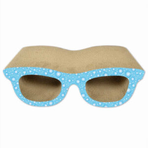 Carton de zgariat pentru pisici, model ochelari, 38.1×20.32×12.7 cm, Albastru