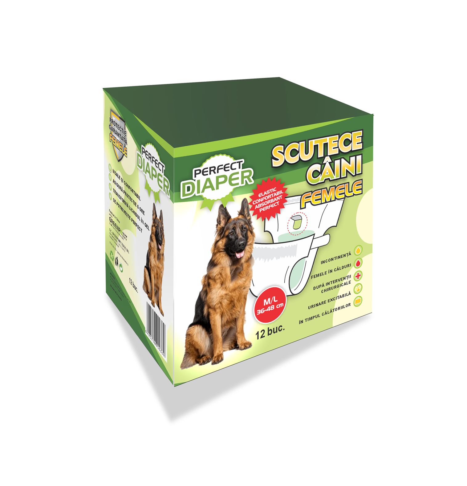 Scutece PERFECT - scutec femele M/L 36-48 cm - circumferinta taliei 12 buc