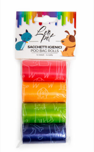 Leopet pungi Igienice Colorate Set 4 Role x 20 buc