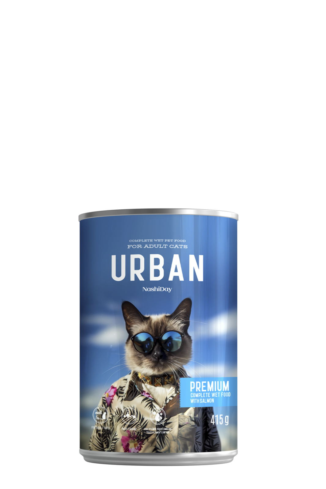 NashiDay Urban Cat Premium hrană umedă pentru pisici cu carne de somon, 415g