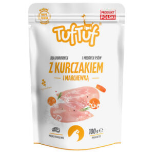 Hrana umeda caini, TUF TUF DOG cu Pui si morcovi- plic 300g