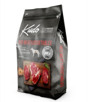 Kudo Adult Mediu-Maxi - Hrana uscata caini, presata la rece - Carne rosie si Legume - 3kg