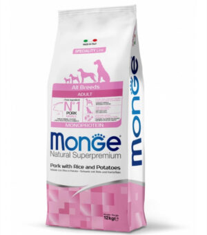 Monge Natural Superpremium Monoprotein Adult All Breeds - Porc si Orez - 12kg