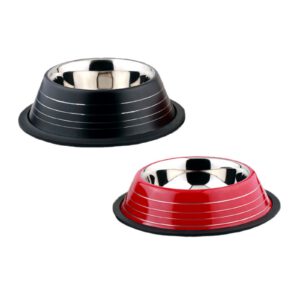 Bol pentru hrană animale cu suport gumat, Agility diametru 19 cm, Rosu/Negru 400 ml