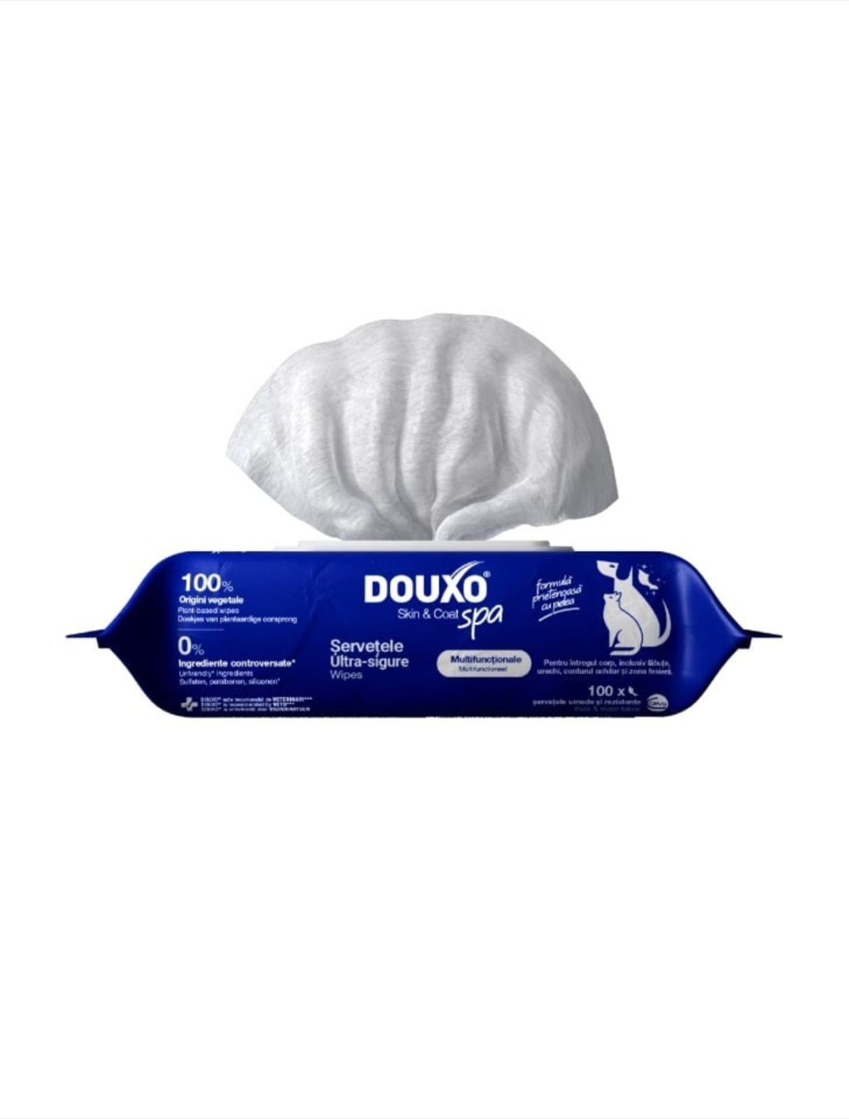 Servetele umede Douxo Spa pentru caini si pisici, 100 bucati, Ceva Sante