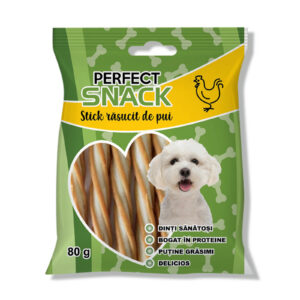 Perfect Snack, recompense delicioase pentru caini, Stick răsucit de pui– 80 g