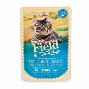 Hrana umeda pisici, Sam/'s field cat plic with white fish filets / peas 85gr