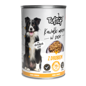 Hrana umeda caini, TUF TUF DOG CHUNKS cu PUI- conserva 1250g