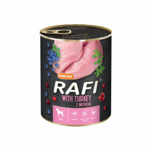RAFI hrana umeda pentru caini, cu curcan, afine si merisoare 800 g