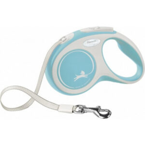 Lesa pentru caini Comfort banda, Flexi, Retractabil, Pana la 12 kg, XS, 3 metri, Albastru Deschis