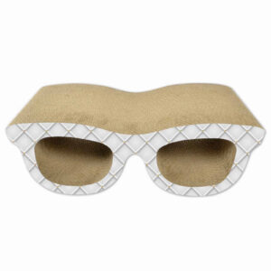 Carton de zgariat pentru pisici, model ochelari, 49.53×24.13×17.01 cm, Multicolor