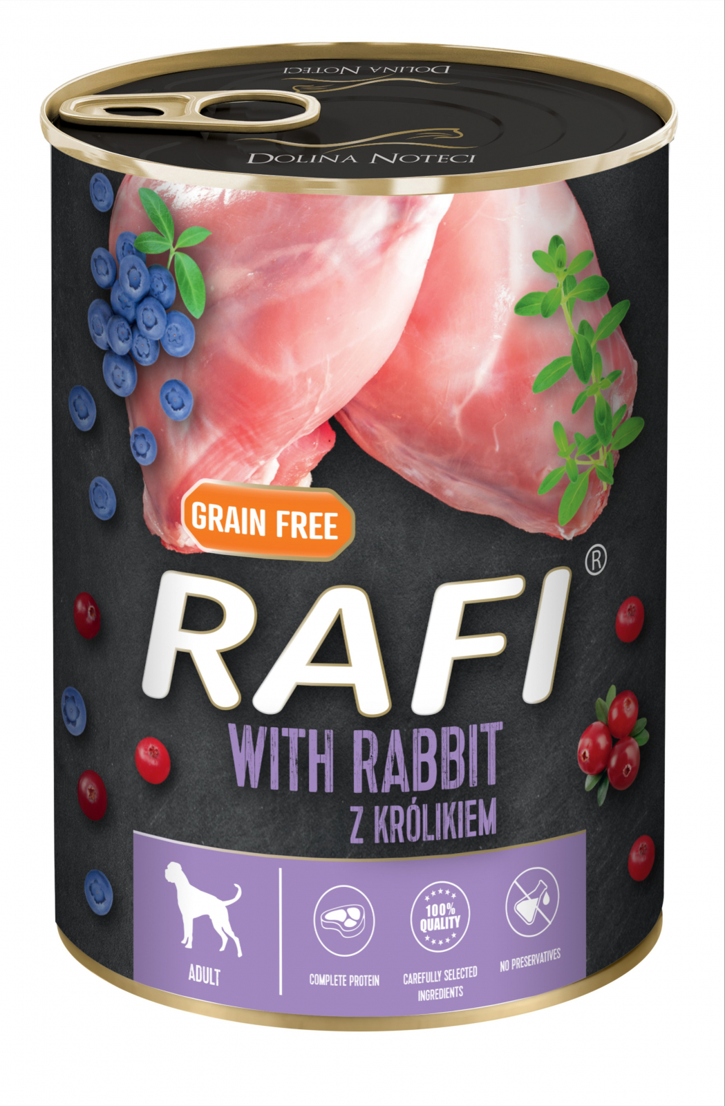 RAFI hrana umeda pentru caini, cu iepure, afine si merisoare 400 g